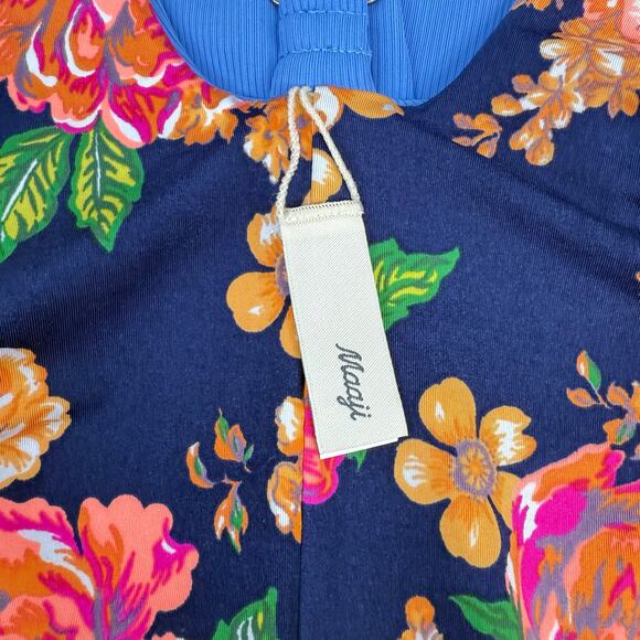 Maaji Reversible Cheeky Swimsuit One Piece Plunge NEW Blue Floral Size Large NWT - Picture 7 of 8